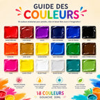 Gouache pour enfant set 18 couleurs 