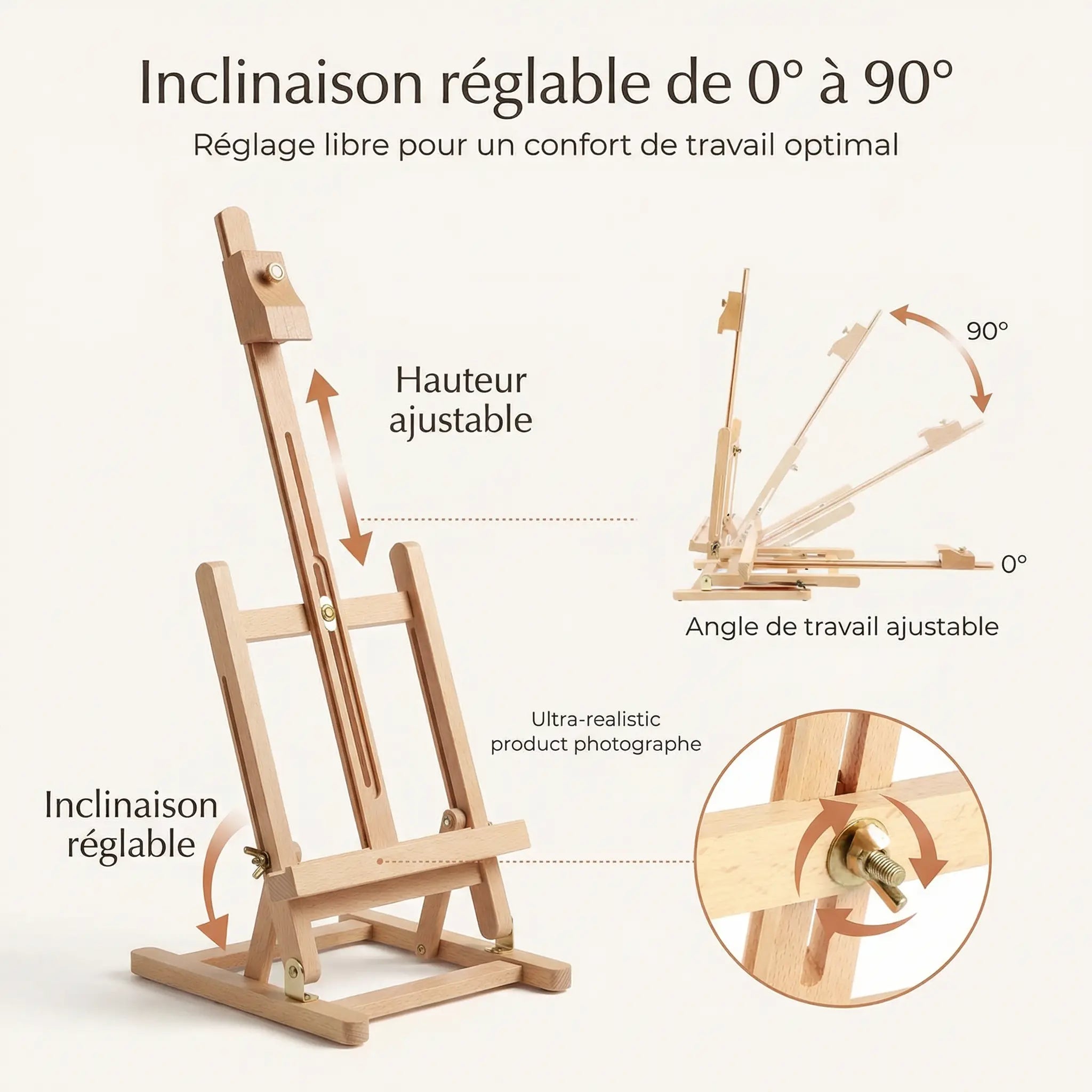 Grand chevalet de table réglable 