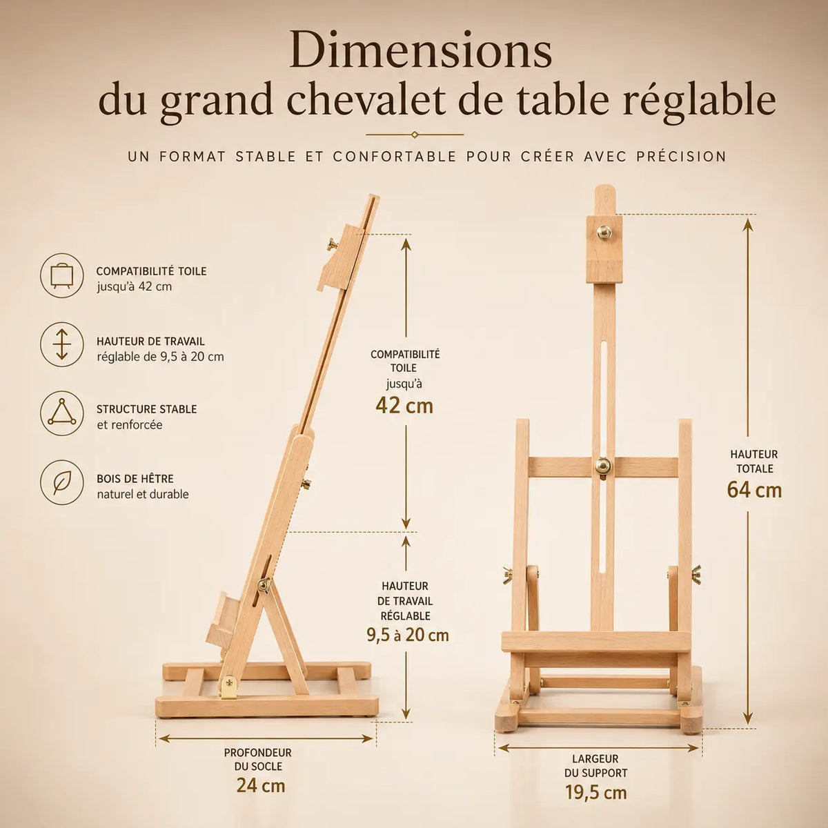 Grand chevalet de table réglable 