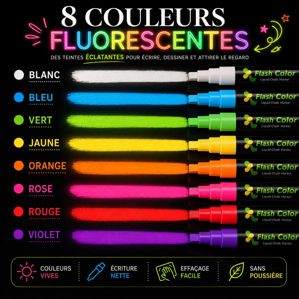 Marqueurs fluorescents tableau noir 