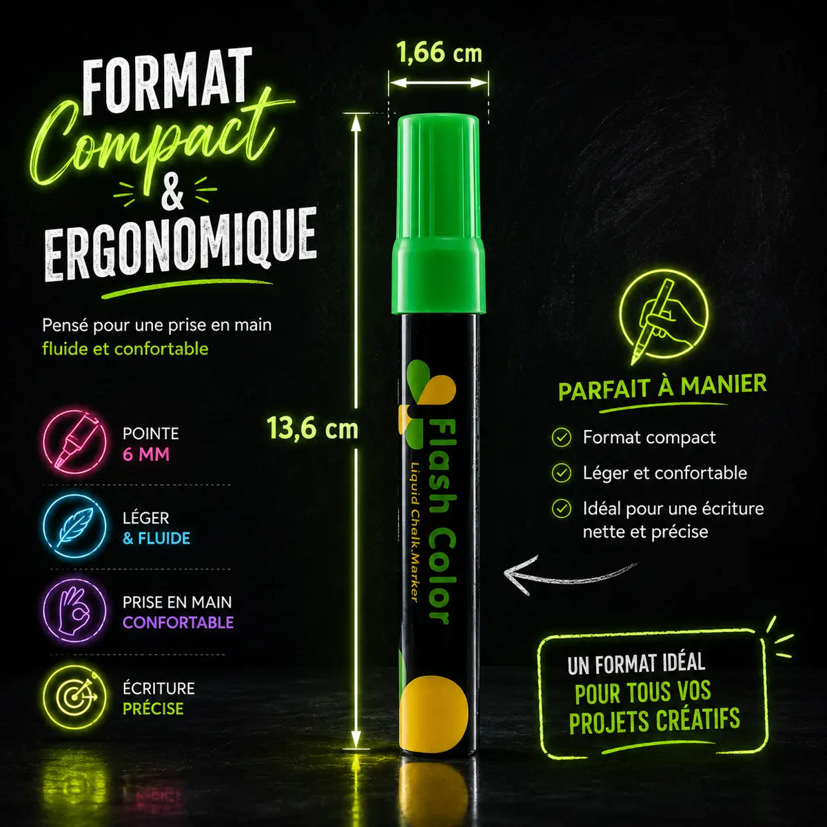 Marqueurs fluorescents tableau noir 