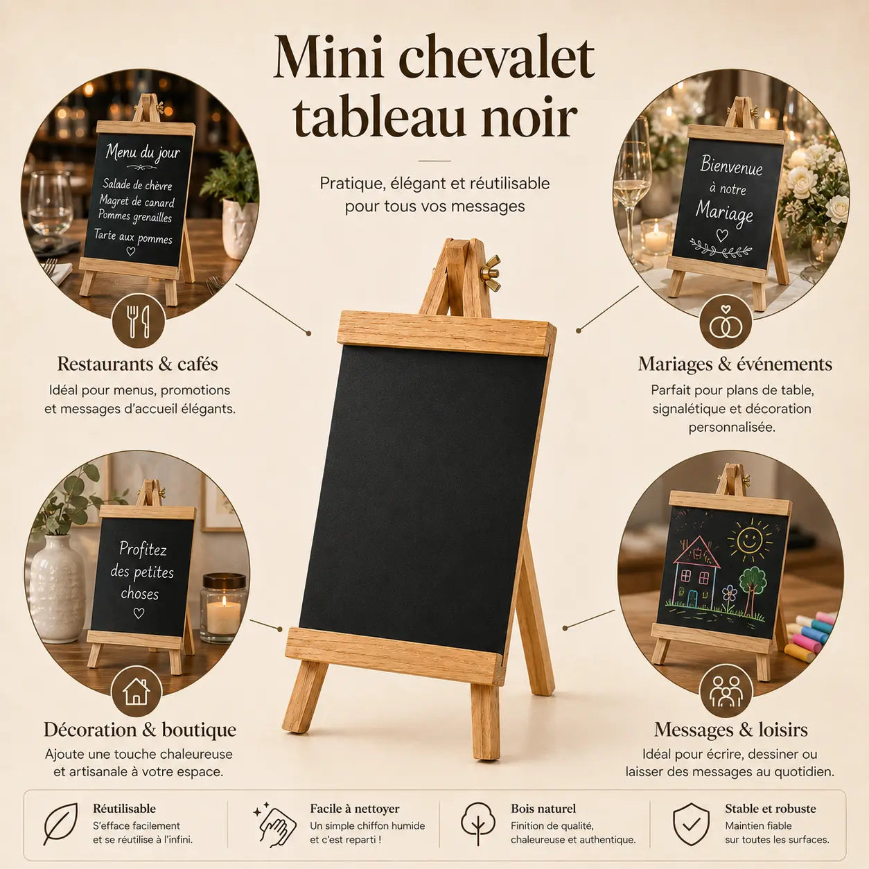 Mini chevalet de table tableau noir 