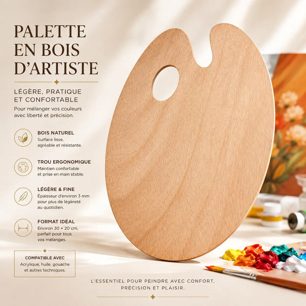Palette de peinture en bois d'artiste 