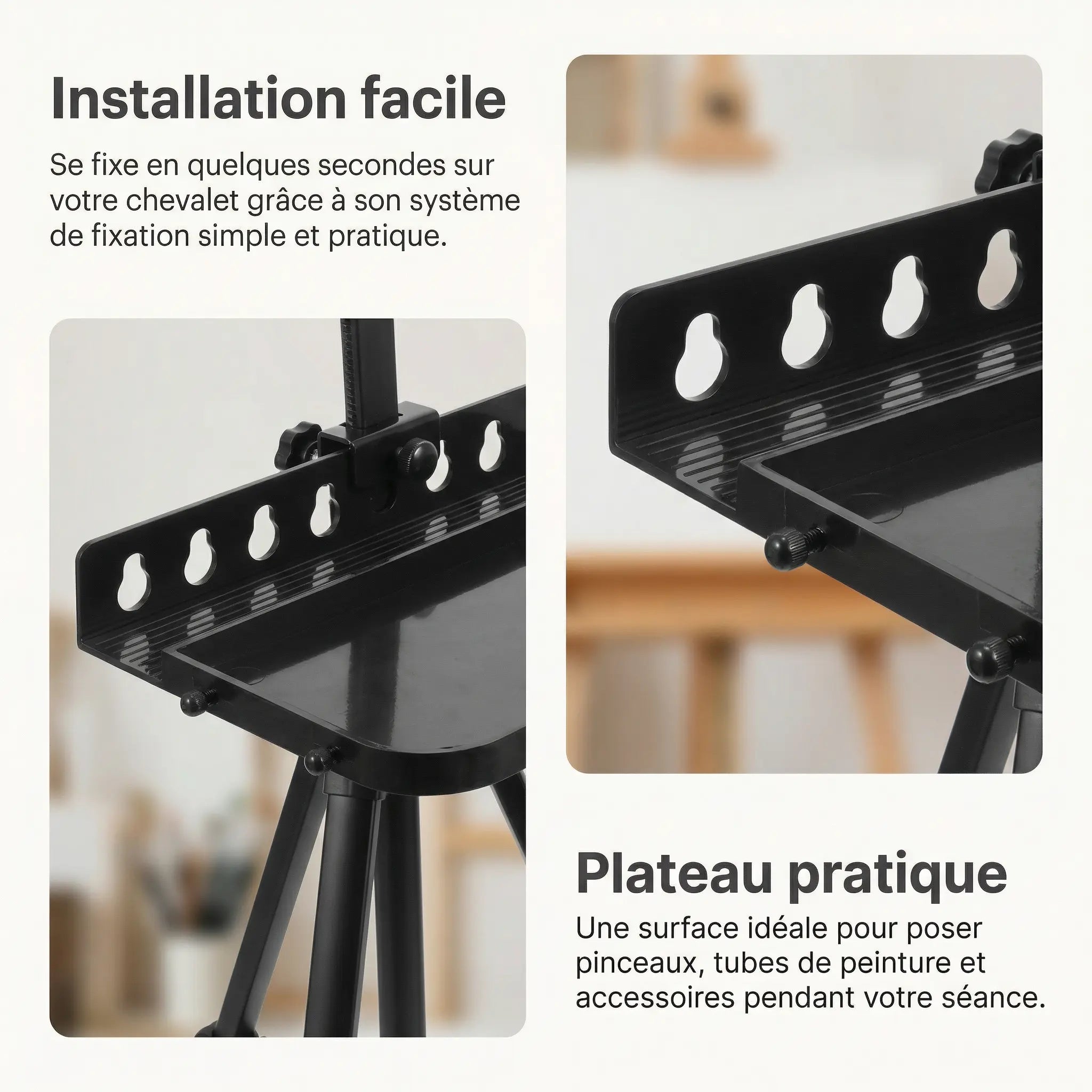 Plateau détachable métallique pour chevalet 