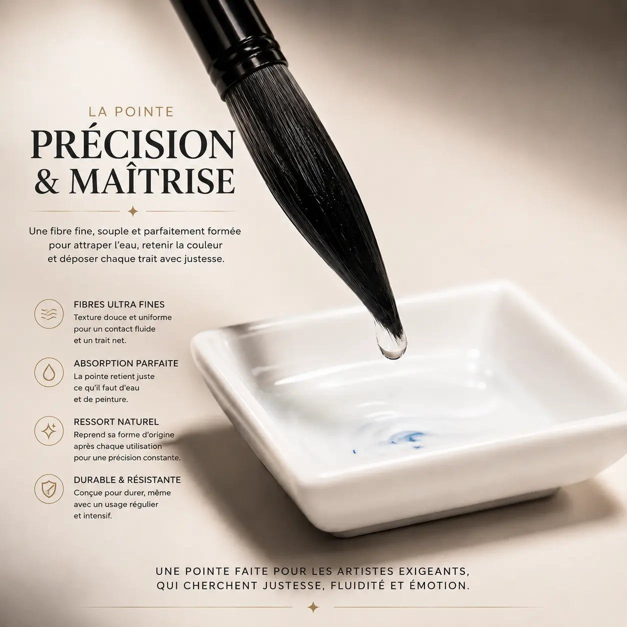 SET de 7 pinceaux pour gouache et aquarelle 