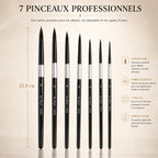SET de 7 pinceaux pour gouache et aquarelle 