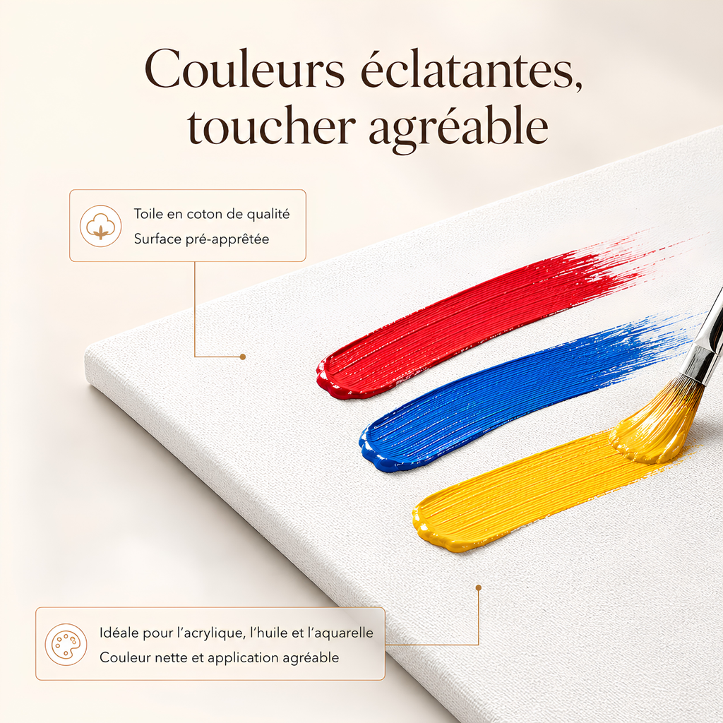 Toiles à peindre pour acrylique, huile et aquarelle