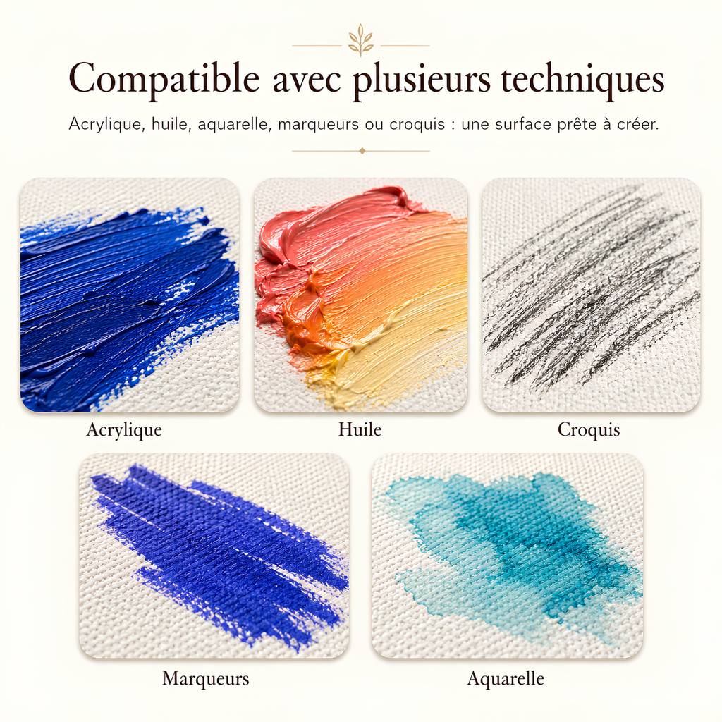 Toiles à peindre pour acrylique, huile et aquarelle