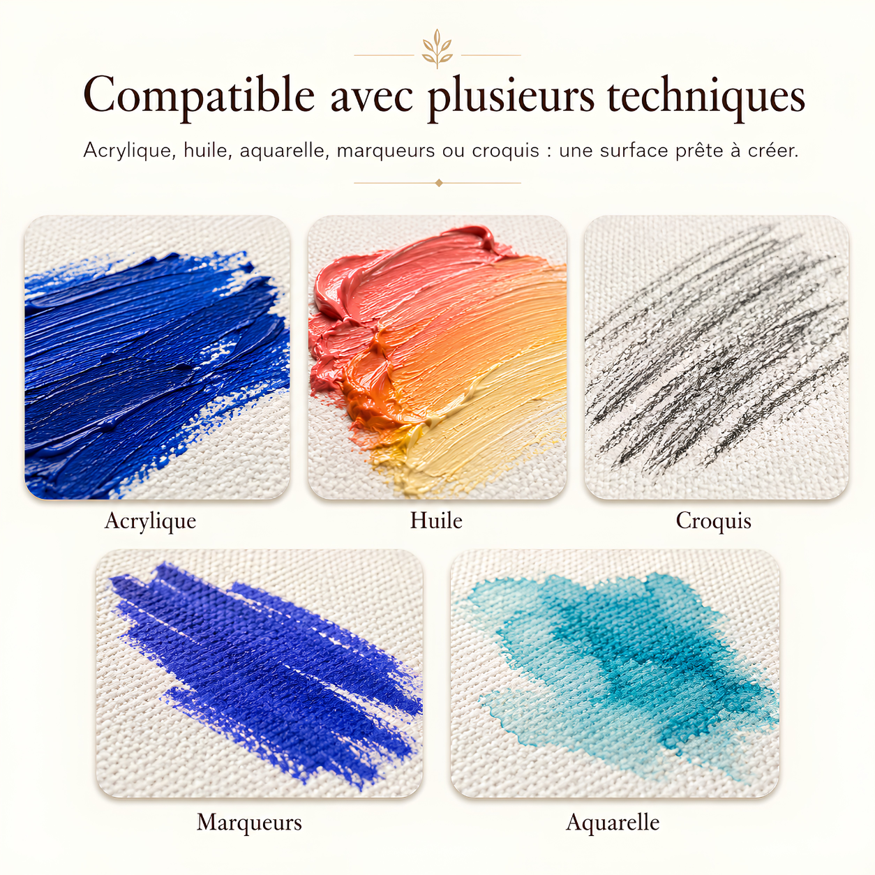 Toiles à peindre pour acrylique, huile et aquarelle