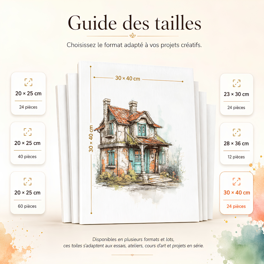 Toiles à peindre pour acrylique, huile et aquarelle