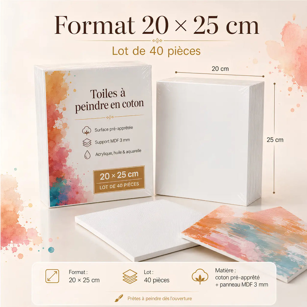 Toiles à peindre pour acrylique, huile et aquarelle