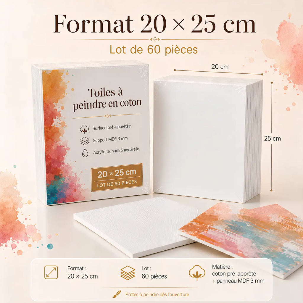 Toiles à peindre pour acrylique, huile et aquarelle