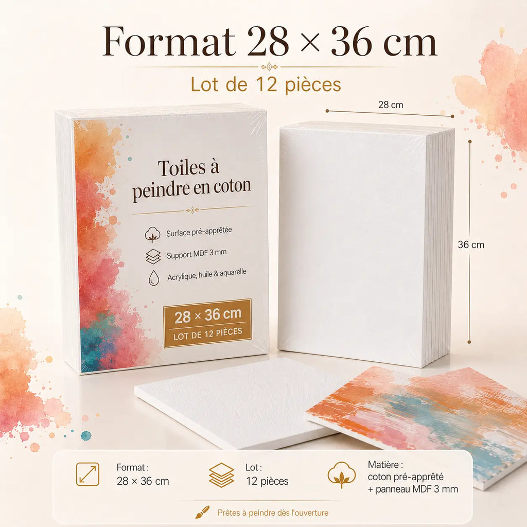 Toiles à peindre pour acrylique, huile et aquarelle