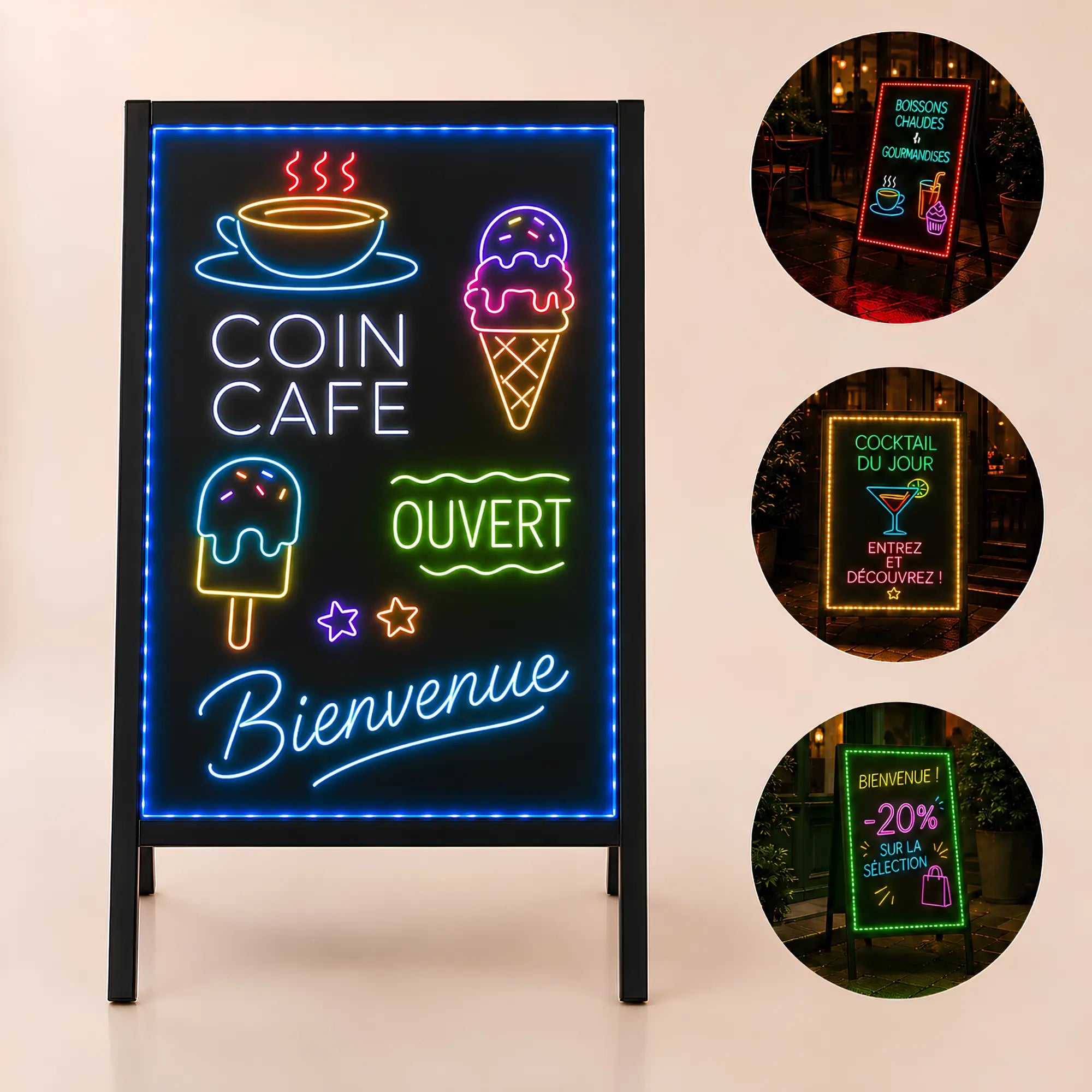 Chevalet publicitaire LED stop-trottoir
