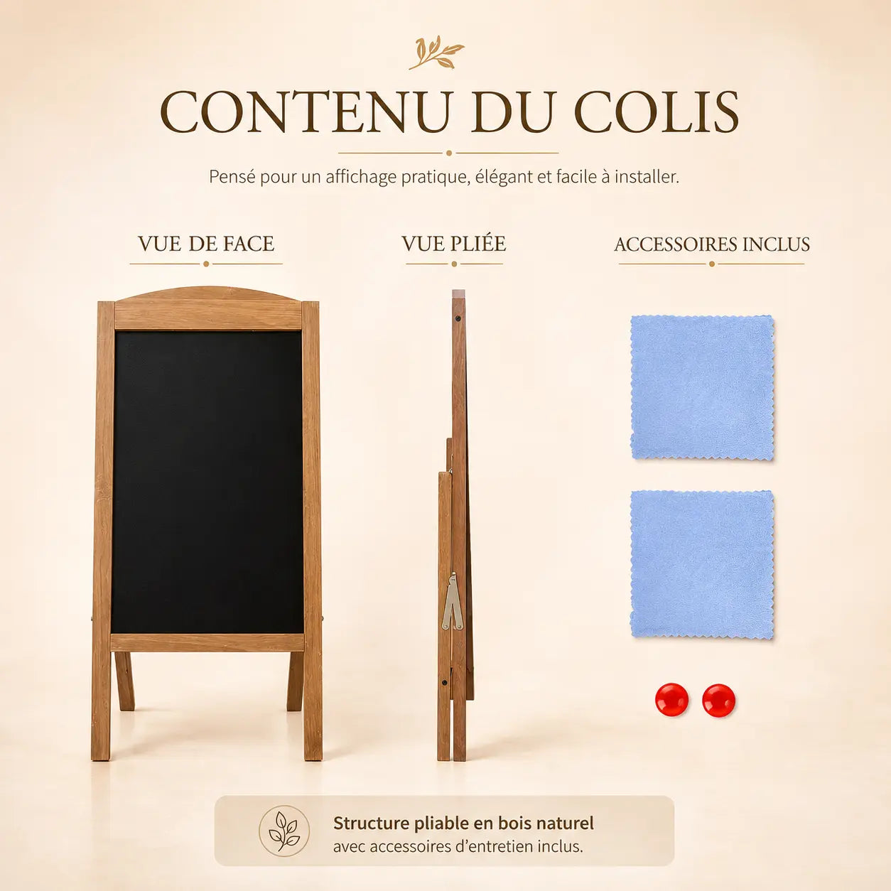 chevalet d'exterieur tableau noir en bois 