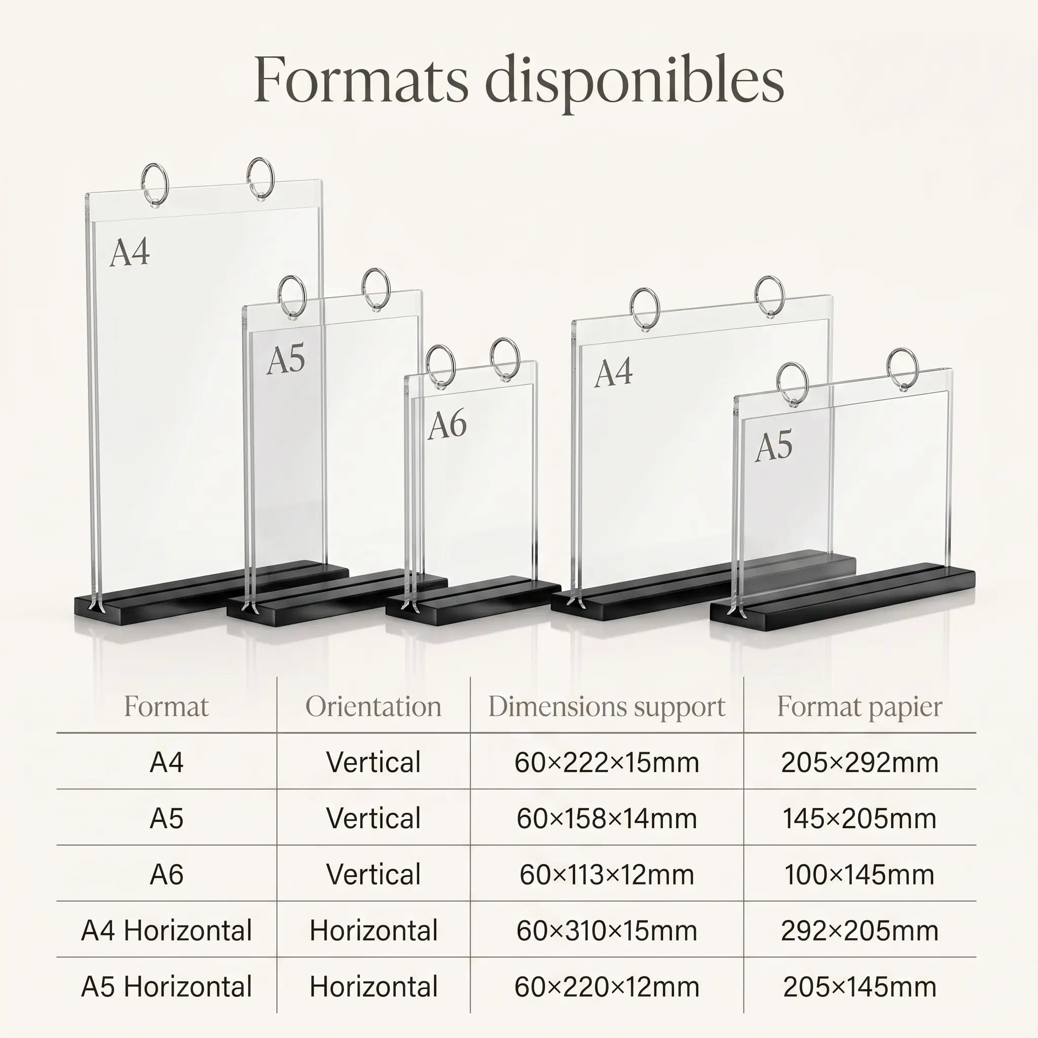 chevalet plexiglass A4 - A5 - A6 