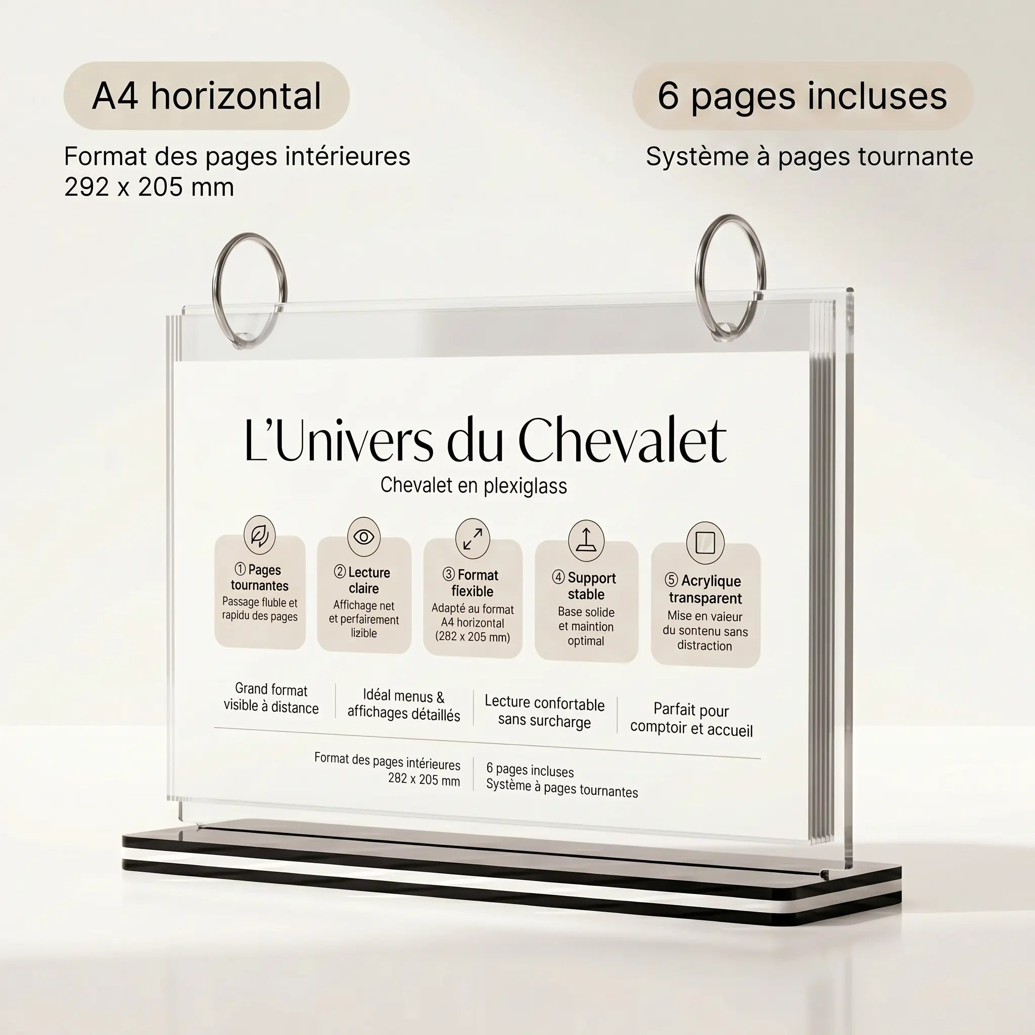 chevalet plexiglass A4 - A5 - A6 