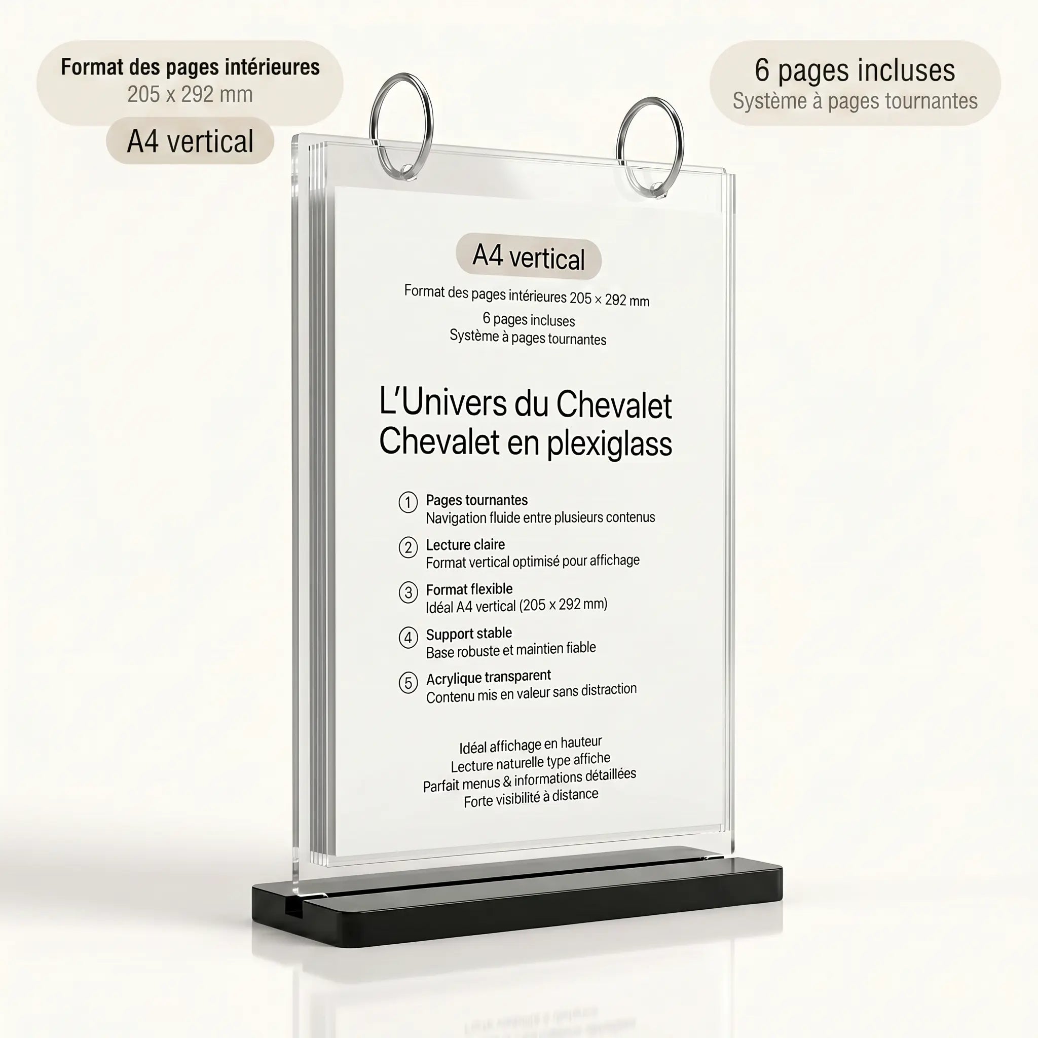 chevalet plexiglass A4 - A5 - A6 