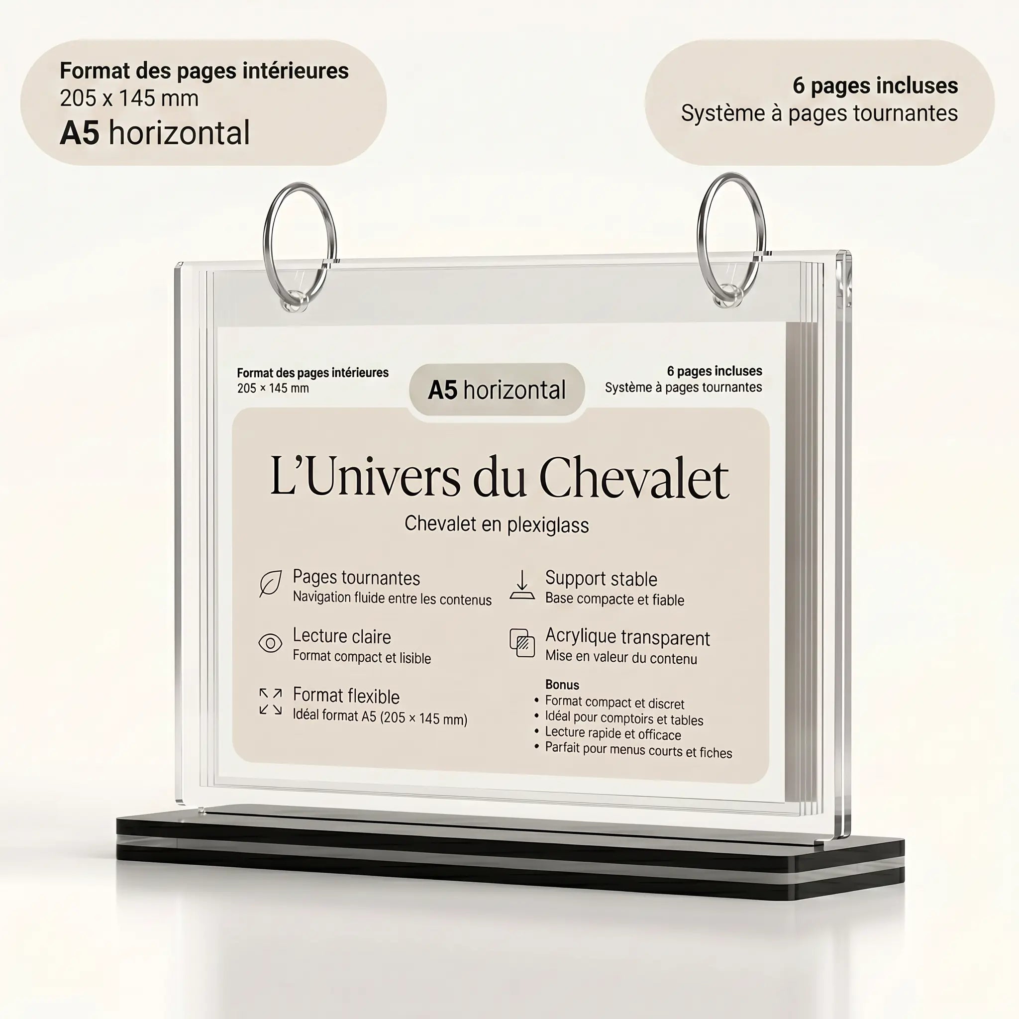 chevalet plexiglass A4 - A5 - A6 