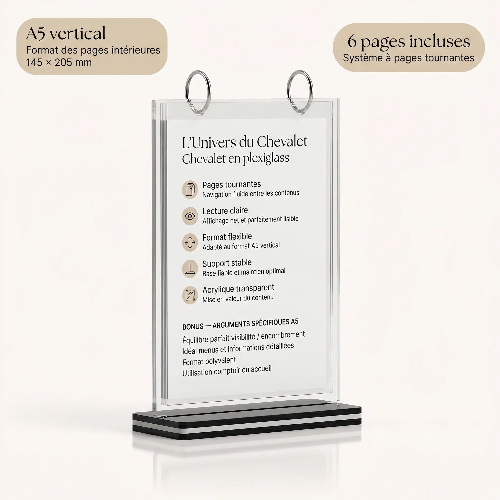 chevalet plexiglass A4 - A5 - A6 