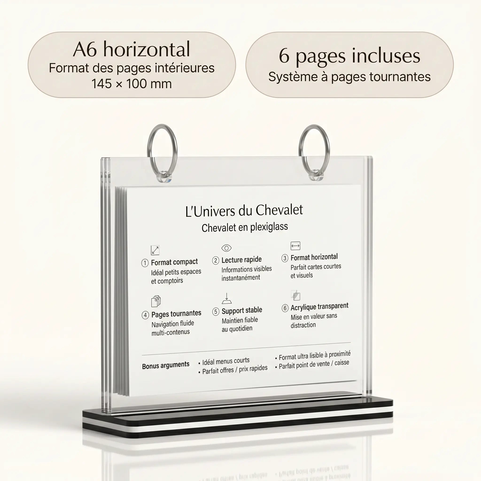 chevalet plexiglass A4 - A5 - A6 