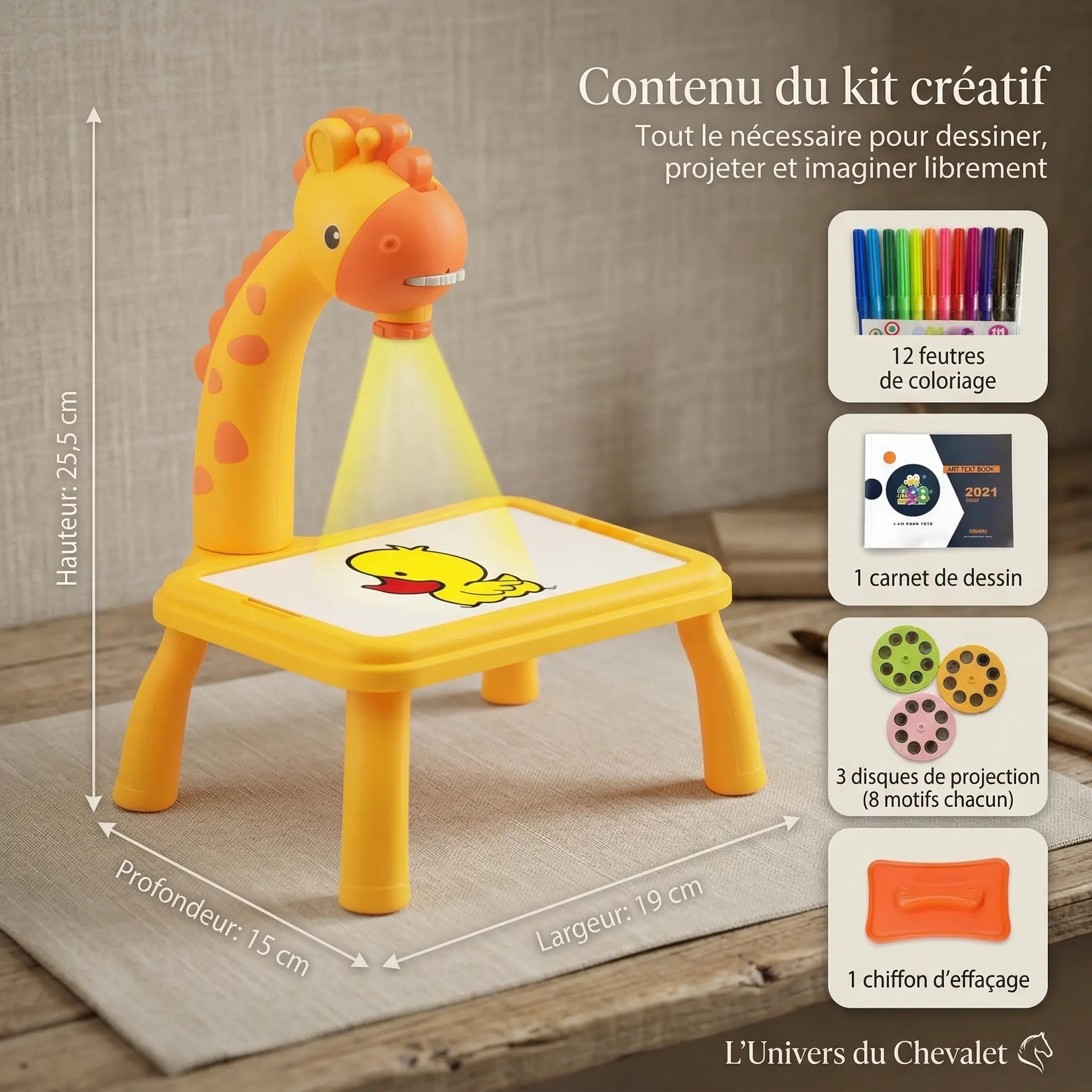 Chevalet pour enfant avec projecteur 